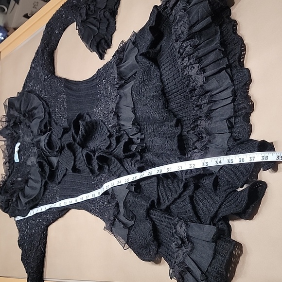 Cecico Size M Black Victorian Crochet Cardigan Gothic Steampunk Knit Sweater - Picture 10 of 16